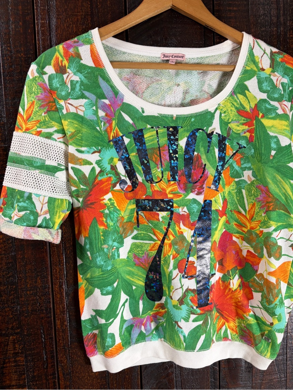 Juicy Couture Women’s Tropical Print Sporty Tee - 'Juicy 74'
